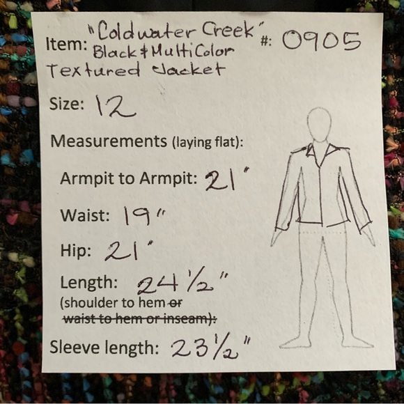 Coldwater Creek Black with Multi-Color Textured Jacket size 12 - Picture 12 of 12